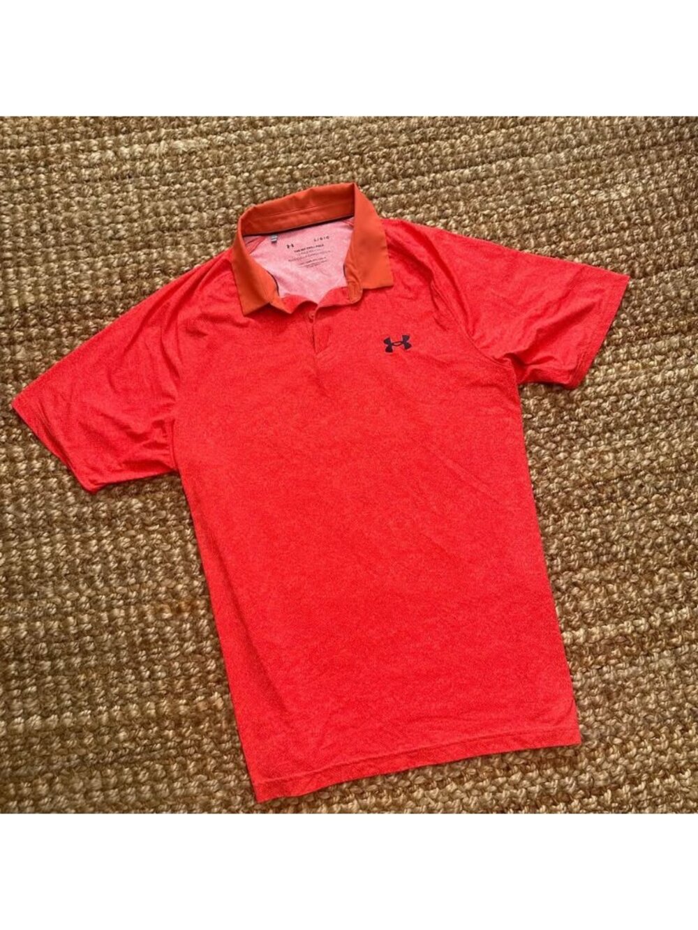 Under Armour Iso-Chill Golf Polo Shirt Men Large L Coral Orange Short Sleeve